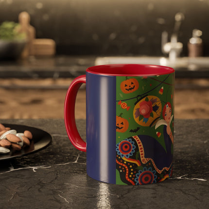 🏮🎃 The Lady Of Halloween Lanterns Colorful Mug – Colorful Art Deco Halloween Charm