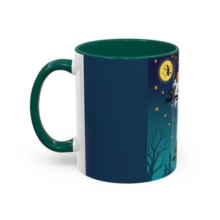 🐈‍⬛🎃 The Flying Black Cats Of Halloween Colorful Mug – Whimsical Storybook Charm
