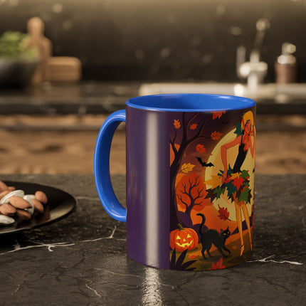 🌕🍂 Autumn Song Beneath The Harvest Moon Colorful Mug – Whimsical Halloween Charm