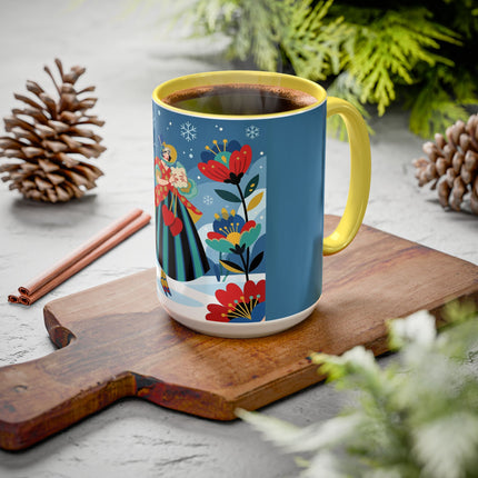 ❤️❄️ The Winter Heart Messenger Colorful Mug – Art Deco Snow Garden Fantasy