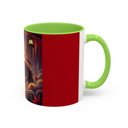 Regal Crimson Crane in the Autumn Mist Colorful Mugs (11oz, 15oz)