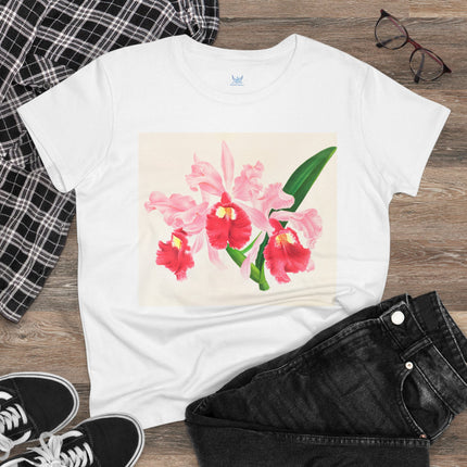 Cattleya gigas by Jean Jules Linden Women's Midweight Cotton Tee