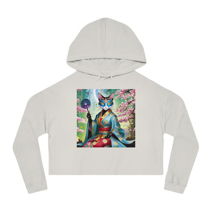 Cyberpunk Geisha Cropped Hooded Sweatshirt