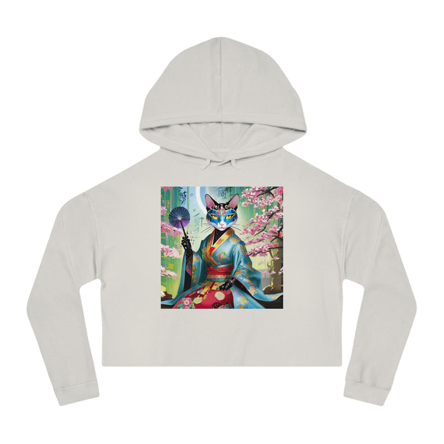 Cyberpunk Geisha Cropped Hooded Sweatshirt