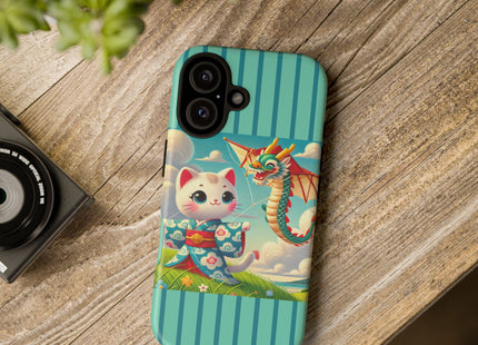 Geisha Kitten and the Dragon Kite Phone Cases