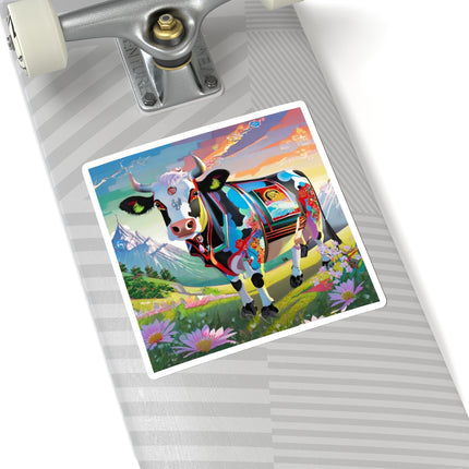 Cyber Glitch Cow Kiss-Cut Stickers (4 Sizes)
