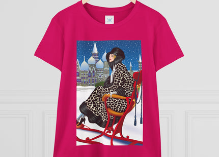 Elegant Winter Woman in Sleigh Women's Midweight Cotton Tee