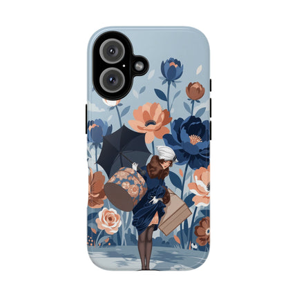 ☂️🌺 The Lady Of The Traveling Garden Phone Case – Art Deco Floral Adventure