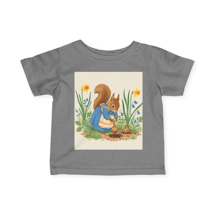 🐿️🌼 The Little Spring Garden Squirrel Infant Fine Jersey Tee – Whimsical Woodland Charm
