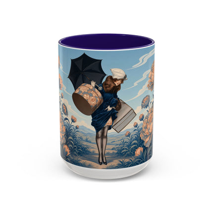 ☔🌸 The Grand Floral Journey Colorful Mug – Art Deco Travel Elegance
