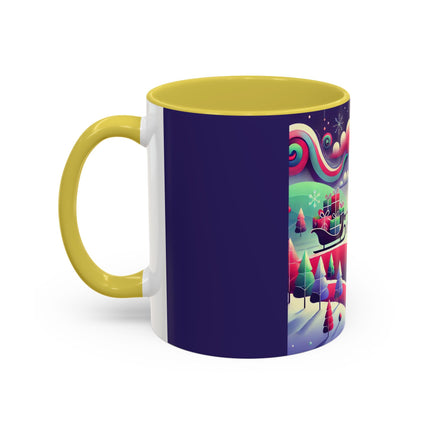 Festive Reindeer Flight Colorful Mugs (11oz, 15oz)