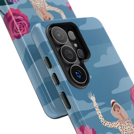 🌺👒 The Grand Flower Promenade Phone Case – Art Deco Fashion Illustration