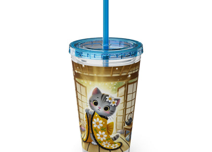 Playful Kitten in the Tea Room Sunsplash Tumbler with Straw, 16oz