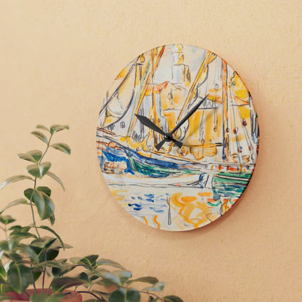 Saint-Tropez by Paul Signac Acrylic Wall Clock, Round and Square