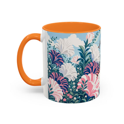 🌸🦋 The Enchanted Pink Blossom Retreat Colorful Mug – Art Deco Floral Whimsy
