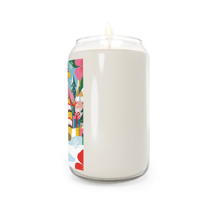 🌼🎄 The Christmas Blossom Belle Scented Soy Candle – Colorful Art Deco Holiday Fantasy