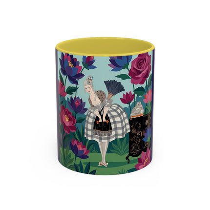 The Lady Of The Lotus Garden Colorful Mugs – Art Deco Botanical Elegance