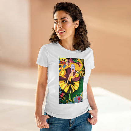 Women's Enchanted Pansy Print Midweight Cotton Tee