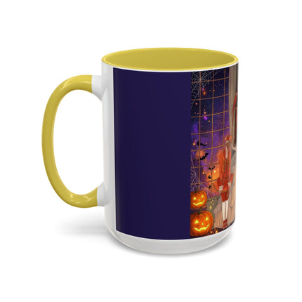 🌙🎃 The Moonlit Parlor Masquerade Colorful Mug – Elegant Halloween Romance