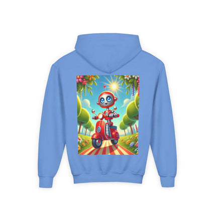 The Traveling Robot Youth Hooded Sweatshirt – Adventure, Curiosity & Playful Discovery