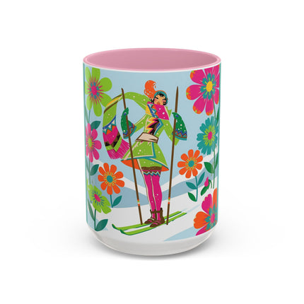 🎿🌸 The Winter Flower Adventurer Colorful Mug – Colorful Ski Fantasy