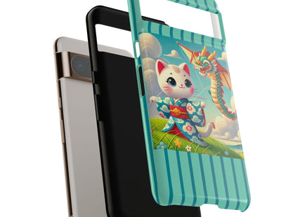Geisha Kitten and the Dragon Kite Phone Cases