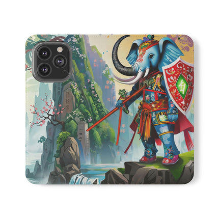🐘⚔️ Cyberpunk Elephant Samurai Flip Case – Ancient Wisdom & Neon Power
