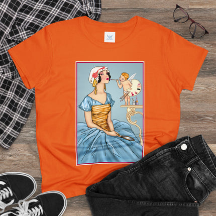 The Enchanting Painter: A Fairy's Artistic Touch Ceramic Women's Midweight Cotton Tee