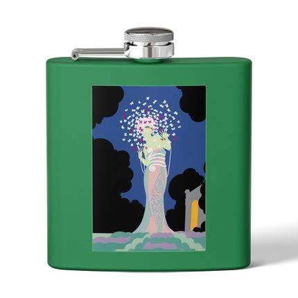 Butterfly Enchantress Stainless Steel Flask – Ethereal Art Deco Magic & Transformation