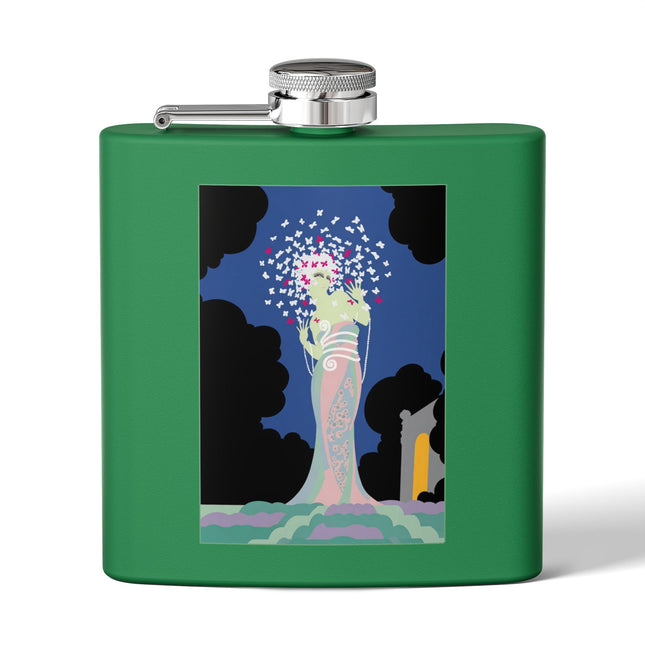Butterfly Enchantress Stainless Steel Flask – Ethereal Art Deco Magic & Transformation