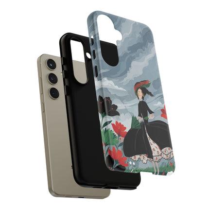 🌧️🌺 The Stormy Flower Walk Phone Case – Art Deco Floral Fashion