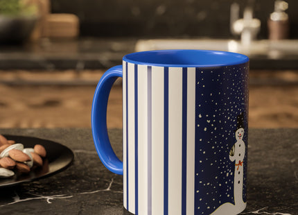 Snowman in Falling Snow Colorful Mugs (11oz, 15oz)