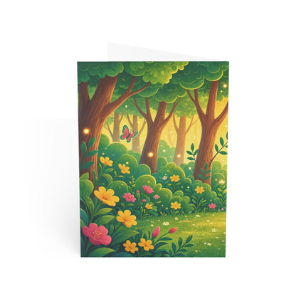 🛼🌼 The Roller-Skating Garden Kitten Greeting Card – Whimsical Woodland Adventure