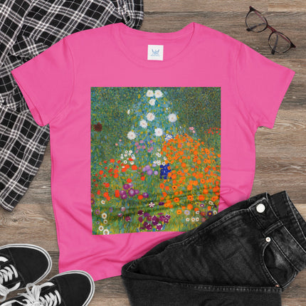 Cottage Garden by Gustav Klimt Women's Midweight Cotton Tee