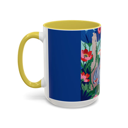 The Lady Of The Scarlet Bow Colorful Mugs – Art Deco Botanical Archer Elegance
