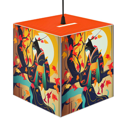 Black Cat in Kimono Light Cube Lamp