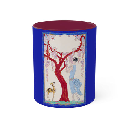 Woman, Fawn, and Red Tree by George Barbier Colorful Mugs, 11oz