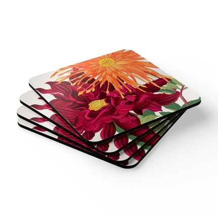 Dahlia Flower by Tanigami Kônan Corkwood Coaster Set