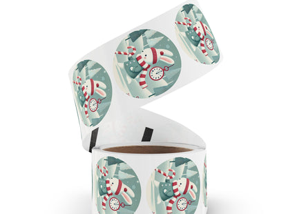 Candy Cane Timekeeper Bunny Round Sticker Label Rolls
