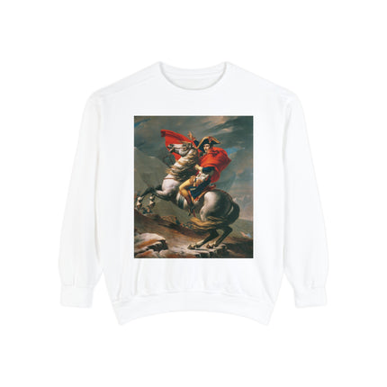 Napoleon Crossing the Alps by Jacques-Louis David Unisex Garment-Dyed Sweatshirt