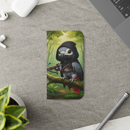 🪶🌲 The African Grey Sentinel Flip Case – Quiet Strength & Woodland Adventure