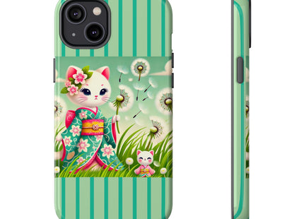 Geisha Kitten and the Dandelion Phone Cases