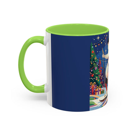 🌙🎿 The Moonlit Christmas Skier Colorful Mug – Whimsical Holiday Fantasy