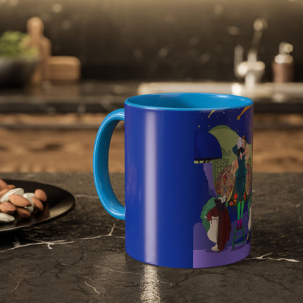 Wishes Beneath the Comet Sky Colorful Mug (11oz, 15oz) – Celestial Magic, Art Deco Elegance & Dreamy Wonder