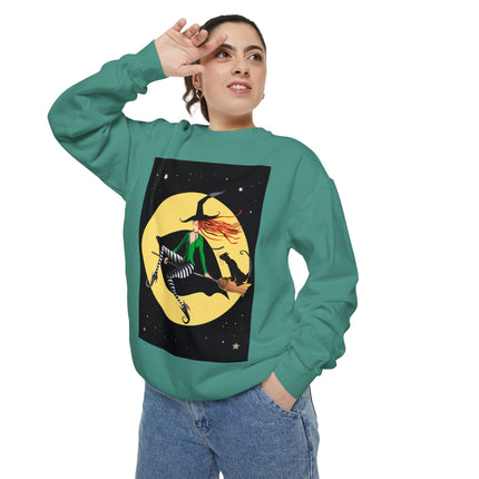 A Witch’s Moonlit Flight Unisex Garment-Dyed Sweatshirt