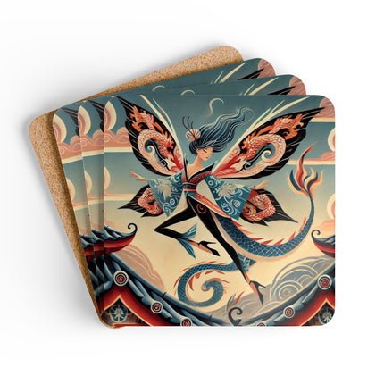 Dragon Fairy of the Temple Corkwood Coaster Set