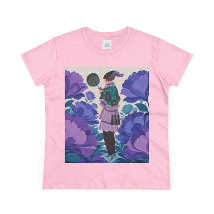 💜🌸 The Violet Garden Promenade Cotton Tee – Art Deco Floral Fashion