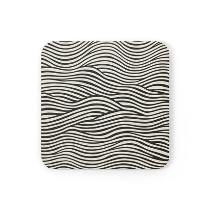 Wave Pattern on White Cork Back Coaster