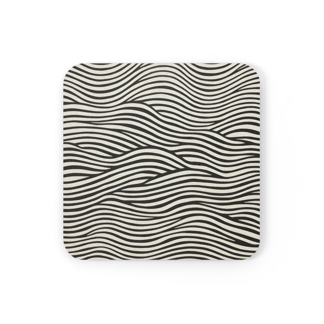 Wave Pattern on White Cork Back Coaster