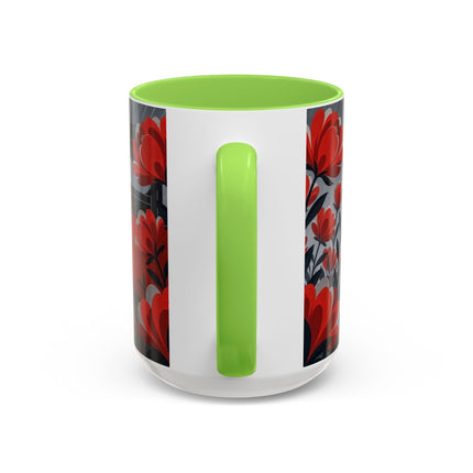 ☔🌹 The Scarlet Rainstorm Promenade Colorful Mug – Art Deco Motoring Elegance